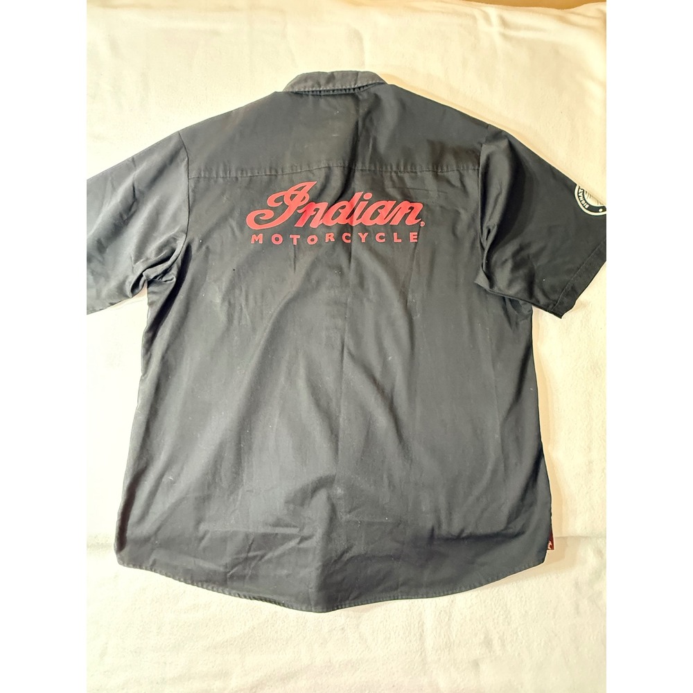 Indian Motorcycle Work Shirt Mens Size XL Black  Embroidered Logo Button Up - Picture 3 of 15
